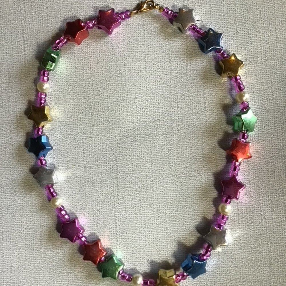 COPY - Stras Stars Stars A Cool Handcrafted Choker   22k Plated Closure 14 "